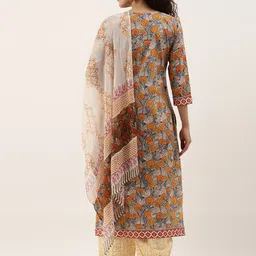 KALINI Floral Printed Regular Pure Cotton Kurta With Salwar & Dupatta image 5