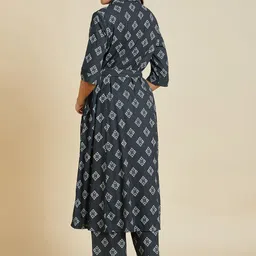Sangria Grey Floral Printed A-Line Kurta With Palazzos image 5