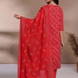 Anouk Women Floral Printed Regular Thread Work Pure Cotton Kurta with Trousers & With Dupatta image 5