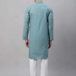SOJANYA Mandarin Collar Ethnic Motifs Printed Kurta with Churidar image 5