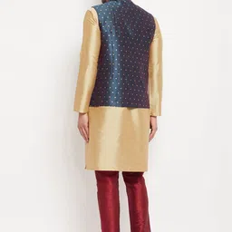 VASTRAMAY Straight Kurta with Pyjamas & Nehru Jacket image 5