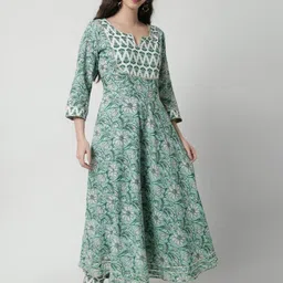 Rubellite Notched Neck Ethnic Motifs Printed Anarkali Kurta with Trouser & Dupatta image 5