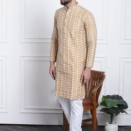 SOJANYA Ethnic Motifs Embroidered Regular Kurta With Churidar image 5