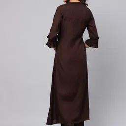 Idalia Mandarin Collar Pleated A-line Kurta with Palazzos image 5