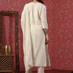 Readiprint Fashions  Floral Embroidered Pure Cotton Kurta With Trousers & Dupatta image 5