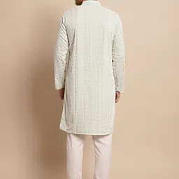 Anouk Men Embroidered Chikankari Pure Cotton Kurta with Pyjamas image 2