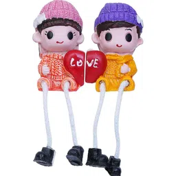 ecraftindia Cute Boy and Girl Doll Multicolour Polyresin Figurine image 3