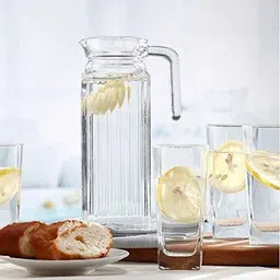 mdnsho Water and Juice Jug Glass Combo Set for Dining Table (1.2liter jug,280ml glass) Jug Glass Set-picture-14
