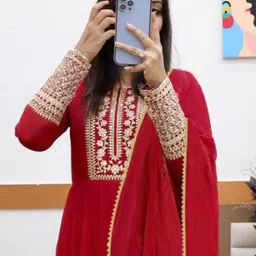 houseofcommon Embroidered Georgette Stitched Flared/A-line Gown image 3