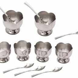 nityaenterprise Stainless Steel Dessert Bowl Stainless Steel Cut Design Dessert Cups & Serving Bowl for Ice Cream Salad Fruit Pudding Set of 6 (150 ML) image 4