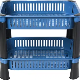 pulseberry 2 Layer Multipurpose Utility Storage RacK Easy Movement for Kitchen,Office Plastic Kitchen Trolley image 2