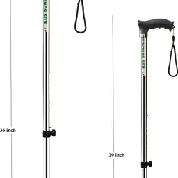 kds surgical 4 Leg Quadripod Chrome Height Adjustable Black With Support Walking Stick image 3
