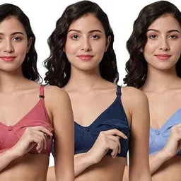 narsingha dreams Pack of 3 Women Maternity/Nursing Non Padded Bra-picture-23
