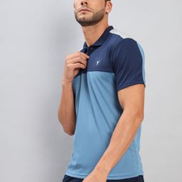 technosport Men Colorblock Polo Neck Polyester Light Blue T-Shirt-picture-46