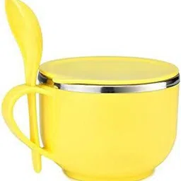 impotech Plastic, Stainless Steel Soup Bowl Airtight Leakproof Maggi & Soup Bowl Set with Spoon image 2