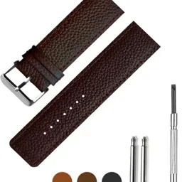 Bharasoft [HP] PREMIUM LEATHER GLOSSY STRAP, NYLON LINING WITH TOOL 22 mm Genuine Leather Watch Strap-image-28