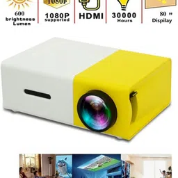ZVR Mini Portable LED Projector 600 lm Support 3.5mm Audio, HDMI, USB & TF Card Slot (600 lm) Portable Projector image 1