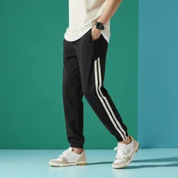 nivedanm Men Striped Black Track Pants image 3