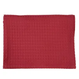 saral home Red Solid Cotton 55x82 Inches Sofa Throw image 3