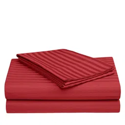 AVI Red Striped Cotton 300 TC Double Duvet Cover image 5