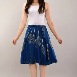 sakdi Women Printed Regular Dark Blue Skirt-picture-48