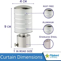 flipkart smartbuy Silver Curtain Knobs, Rod Rail Bracket Metal image 2