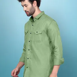 woxen Men Regular Fit Solid Spread Collar Casual Shirt image 3