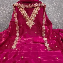 blissflair Unstitched Georgette Kurta Fabric Embroidered image 2