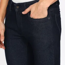 peter england Men Tapered Fit Mid Rise Dark Blue Jeans image 5