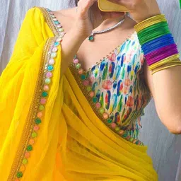 arpita fashion Solid/Plain, Self Design Bollywood Georgette Saree image 3