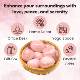 plus value Natural Pink Rose Quartz Tumbled Basket 200gm Regular Asymmetrical Quartz Pebbles image 2