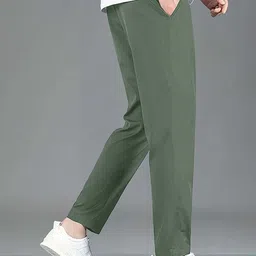 prabaha Men Solid Olive Track Pants image 2