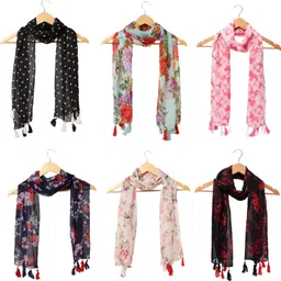 riddle needle Printed Chiffon Women Multicolor Scarf, Stole, Fancy Scarf-picture-21
