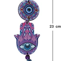 bzilo Evil Eye Wooden Wind Chime for Hanging Decorative Design And Color May Vary L26 Wood Windchime image 2