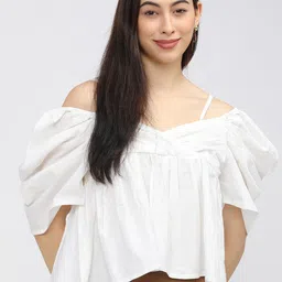 tokyo talkies Casual Regular Sleeves Solid Women White Top-picture-16