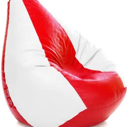 style homez XXXL Premium Leatherette Classic Red White Color Teardrop Bean Bag With Bean Filling-picture-18