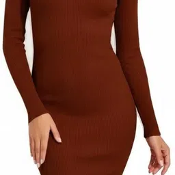 xoegan Women Bodycon Brown Above Knee/Mid Thigh Length Dress-picture-27