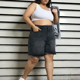 high star Solid Women Black Denim Shorts-picture-11