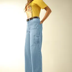 Vero Moda Women Straight Fit High-Rise Clean Look Heavy Fade Cotton Jeans-image-59