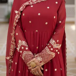 mat fashion Georgette Stitched Anarkali Gown image 5