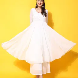 poshak hub Women Embroidered Georgette Anarkali Kurta-picture-24
