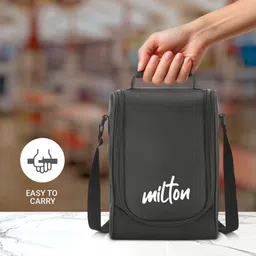 milton Food Fiesta 3 Microwave Safe Inner Steel & 1 Plastic Containers; Bottle With Bag 4 Containers Lunch Box image 2