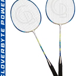 cloverbyte POWER Blue Steel LightWeight Racquet 1 Pair with 4 pc Shuttlecocks And Bag Badminton Kit image 2