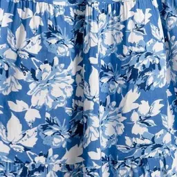 himcare Women Floral Print Flared Light Blue Skirt image 2
