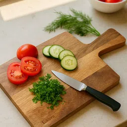 sahaj enterprise Premium Mango Chopping Board for Vegetable, Fruits & Cheese without Knife Set Stainless Steel, Wooden Cutting Board image 2