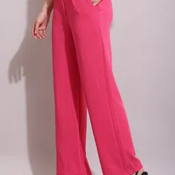sqew Women Loose Fit Pink Polyester Trousers image 3