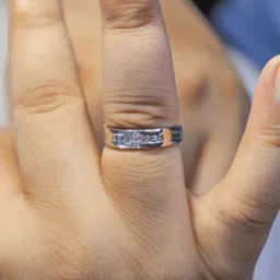 Zarkan 925 Silver + American Diamond Ring For Men Silver Rhodium Plated Ring image 2