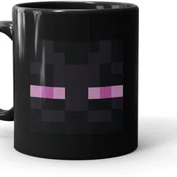 craft maniacs MINECRAFT BLACK CAT PINK EYES PRINTED 330 ML BLK MUG FOR GAMING LOVERS Porcelain Coffee Mug-picture-23