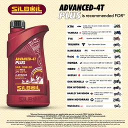 silboil ADVANCED 4T -PLUS 10W-50 ( API: SN/TC) ( JASO: MA-2) High Performance Full-Synthetic Engine Oil image 3