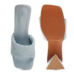 Bruno Manetti Navy Blue Embellished PU Party Block Sandals image 2